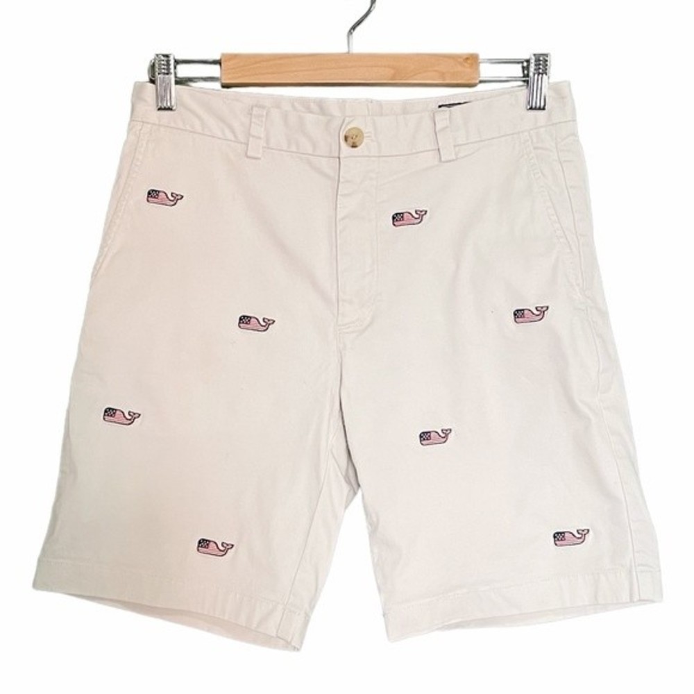 Vineyard Vines Embroidered Whale Flag Summer Twill Club 8” Shorts Mens Size 30